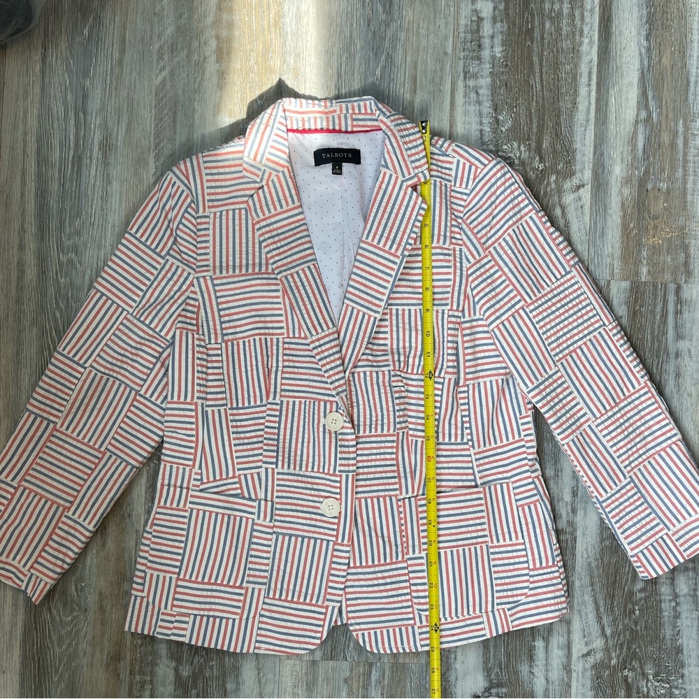Talbots Patchwork Striped Blazer Jacket Seersucke… - image 8